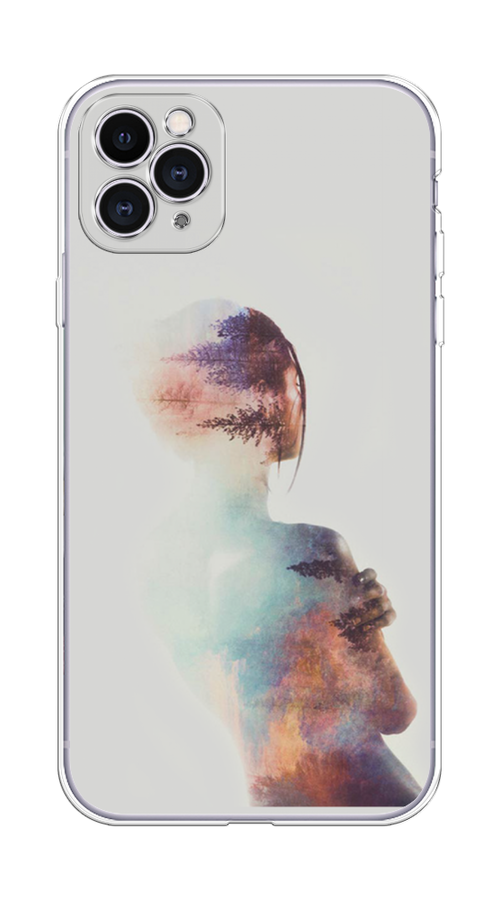 

Чехол на Apple iPhone 11 Pro Max "Девушка-лес", Розовый;голубой;серый, 12250-1