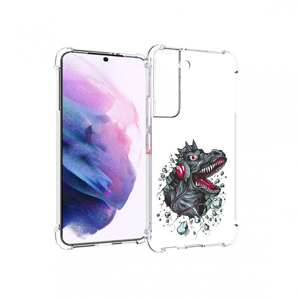 

Чехол MyPads Tocco для Samsung Galaxy S22 Нарисованный динозавр в наушниках, Прозрачный, Tocco