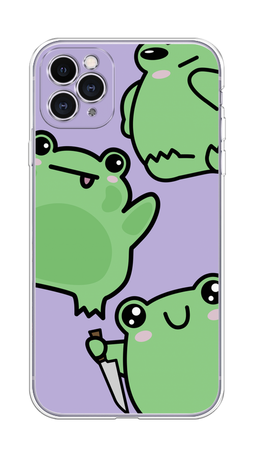 

Чехол на Apple iPhone 11 Pro Max "Опасные лягушата", Фиолетовый;зеленый;черный, 12250-1