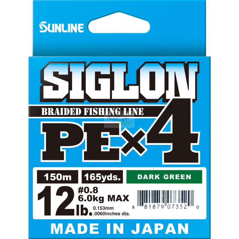 Леска плетеная (шнур) SUNLINE SIGLON PEx4 DARK GREEN (SPEX4150DG-30 (150 м 0,296мм)