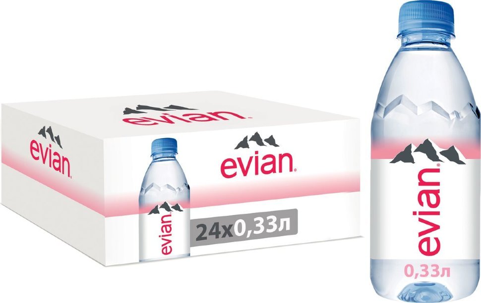 фото Вода минеральная evian / эвиан негазированная пэт (0,33л*24шт)