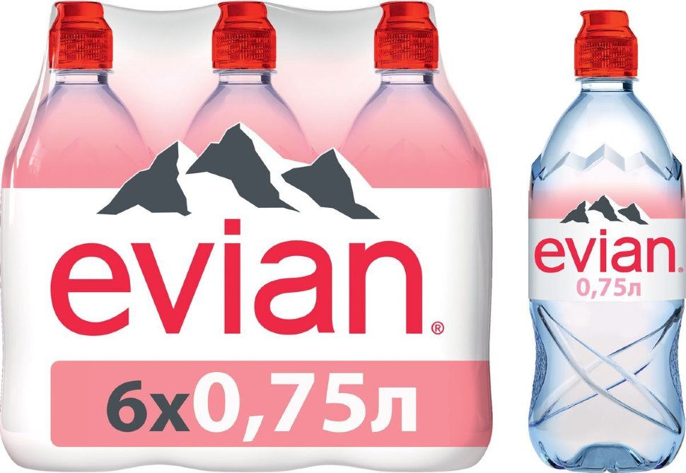 Вода минеральная Evian Эвиан негазированная спорт ПЭТ 075л12шт 5168₽