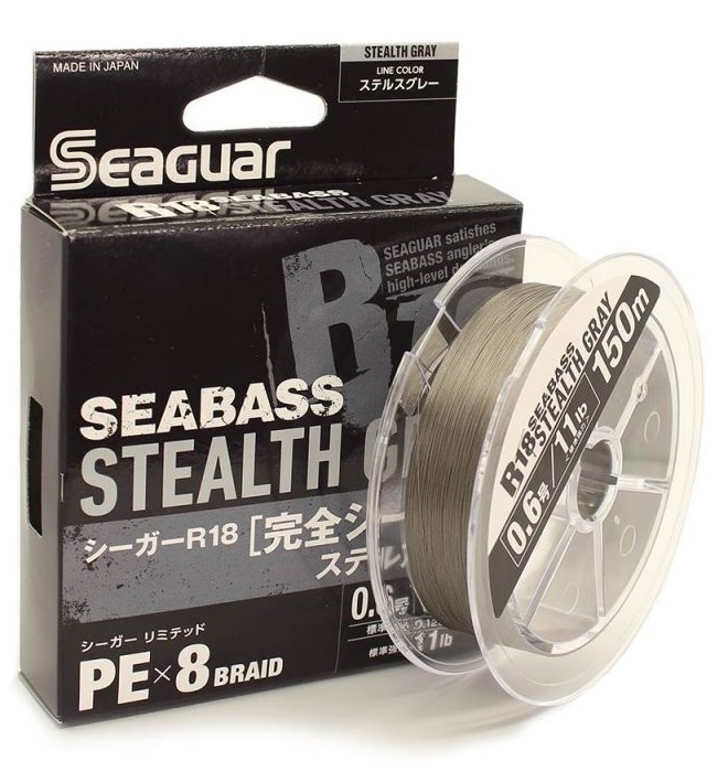 Леска (шнур) SEAGUAR R-18 KANZEN SEABASS STEALTH GRAY X8 (SR18KSSG8005 (150 м 0,205мм)