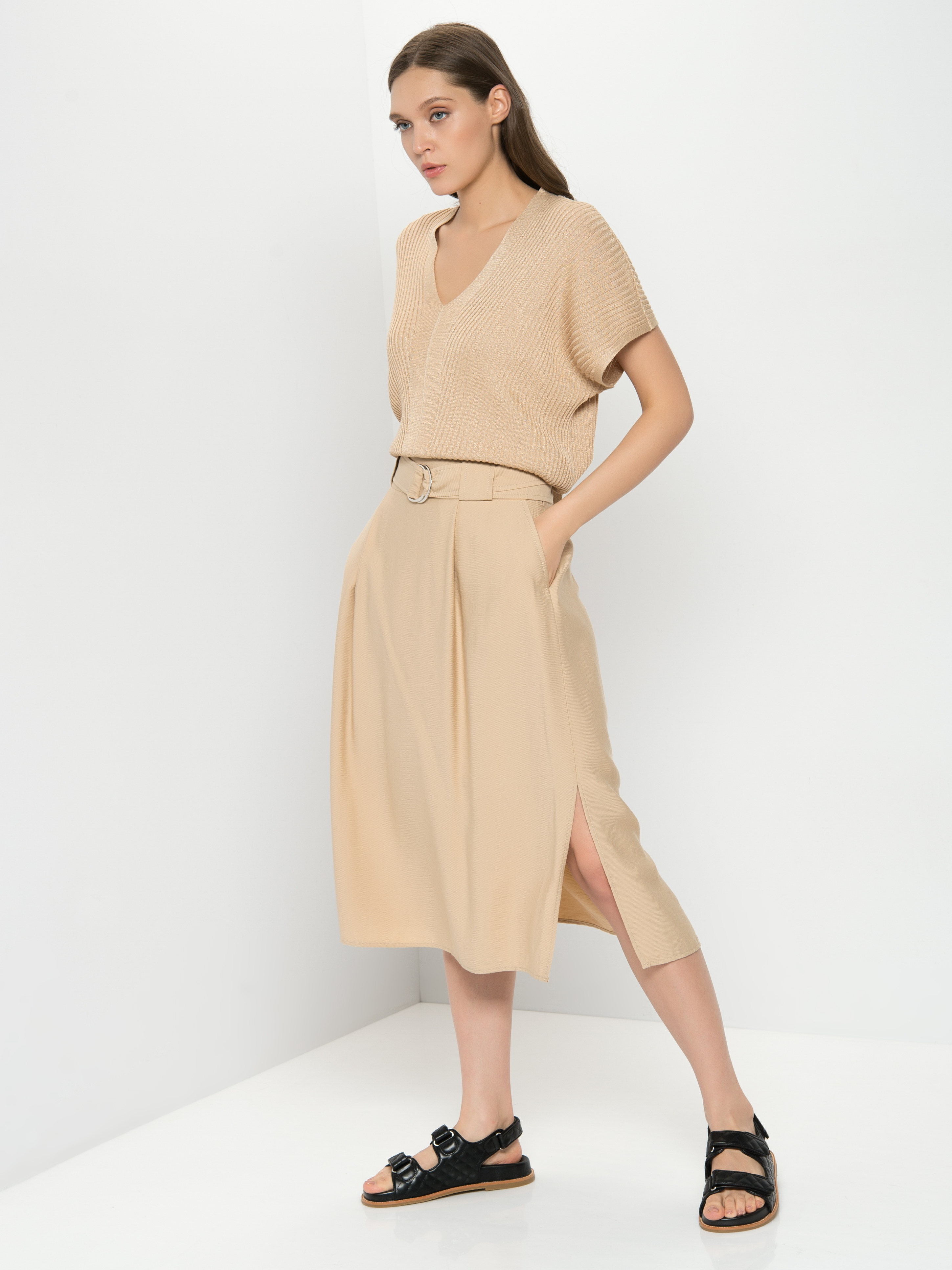 

Юбка женская Gerry Weber 710008-31338-90527 бежевая 36, 710008-31338-90527
