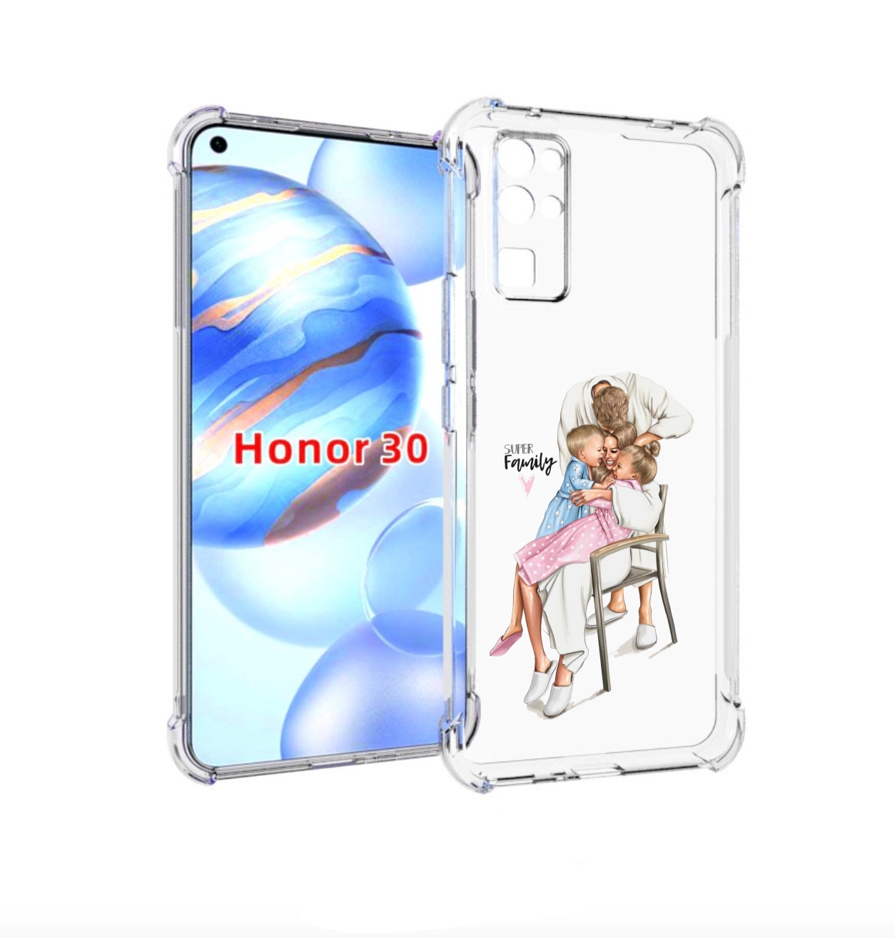 

Чехол бампер MyPads Super-family для Honor 30 (BMH-AN10) противо, Прозрачный, Tocco