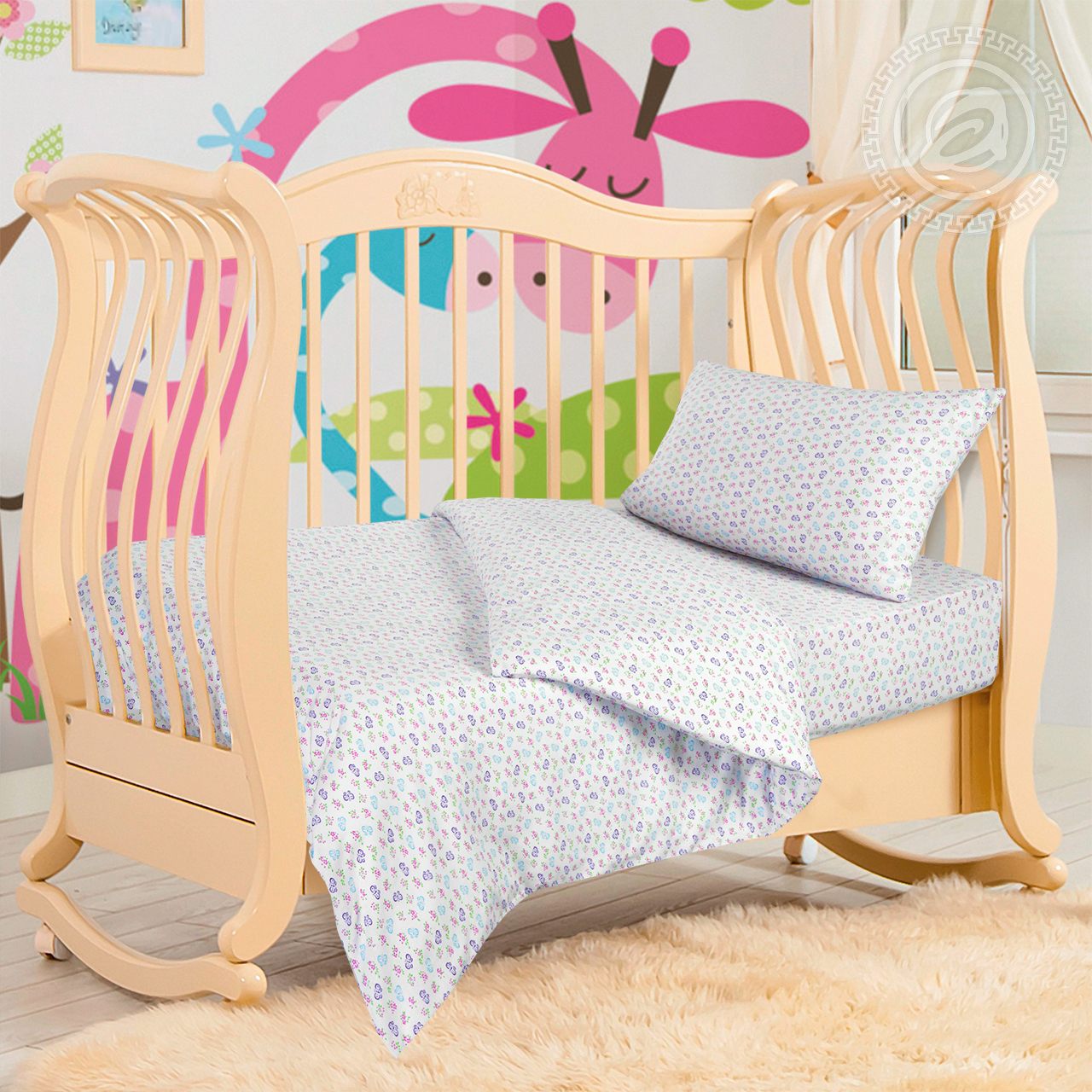 фото Комплект детского постельного белья из трикотажа бабочки 300 арт дизайн
