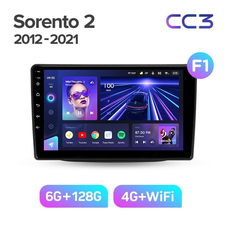 Магнитола TEYES KIA SORENTO 2012-2021г CC3 6128 ГБ 3989000₽