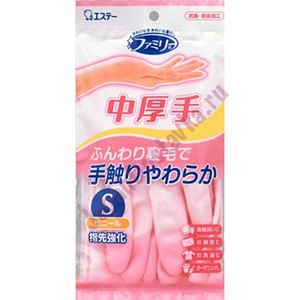 фото St family перчатки виниловые с антибактериальным эффектом, размер s (розовые), 1 пара. s.t. kagaku