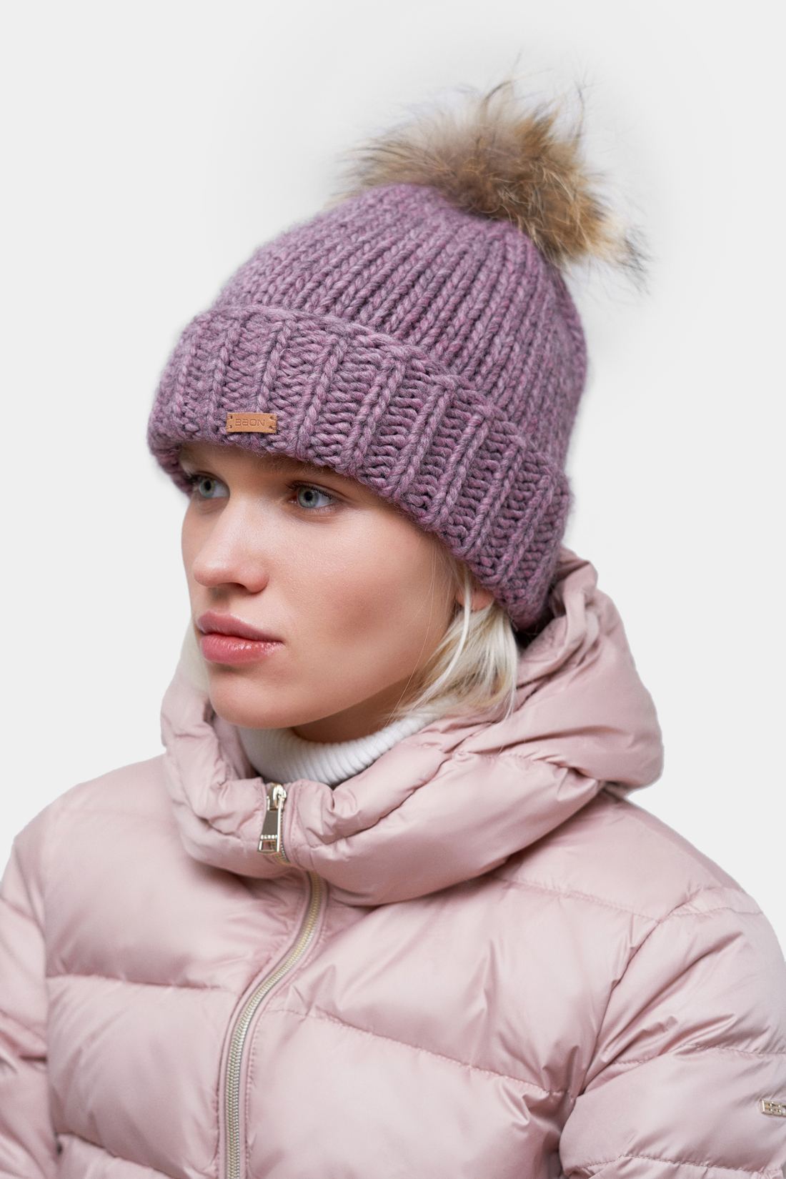 

Шапка женская Baon B340638 dusty lilac melange, р, Розовый, B340638