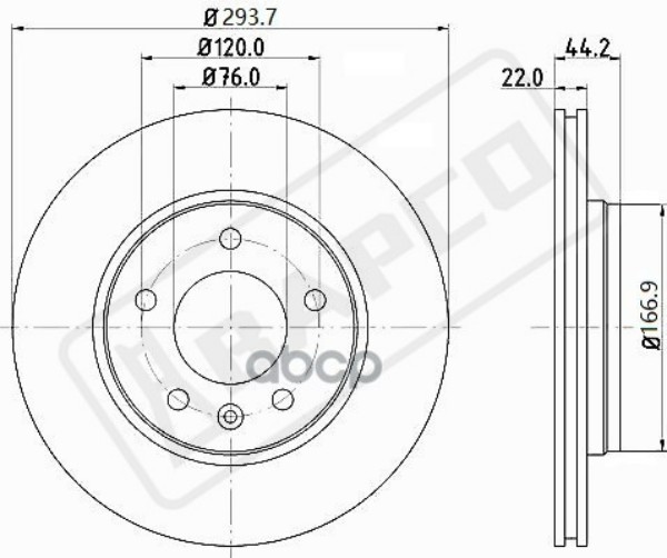 Диск Тормозной Задний Вентилируемый BAPCO арт BD0145 4328₽