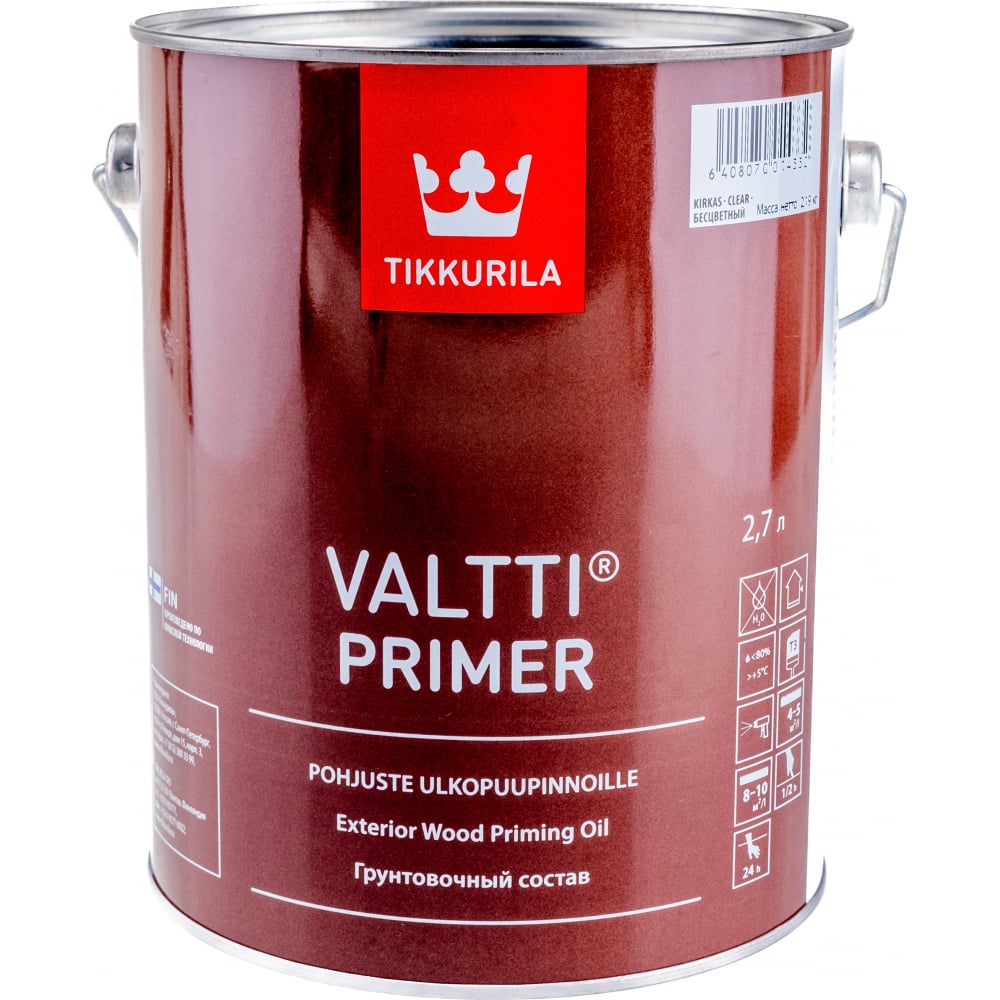 Грунт антисептик TIKKURILA VALTTI PRIMER, содержащий масло 2,7л 505000130