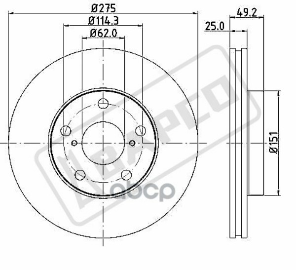 

Диск Тормозной Передний Вентилируемый Bd0096 BAPCO BD0096