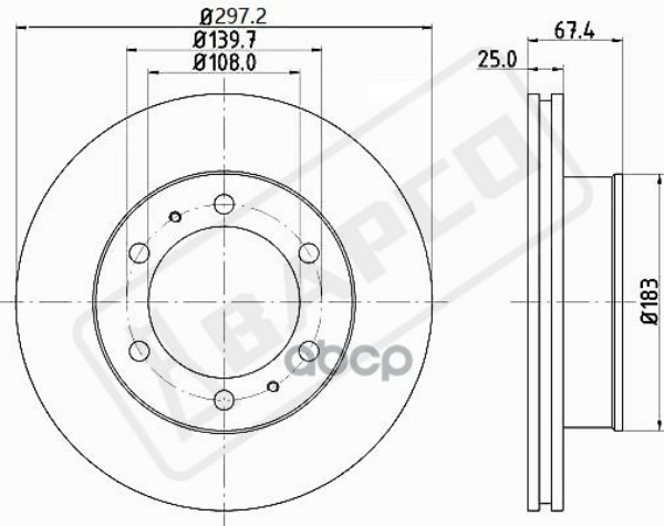 

Диск Тормозной Передний Вентилируемый BAPCO BD0092