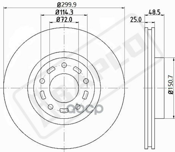 

Диск Тормозной Передний Вентилируемый BAPCO арт. BD0090