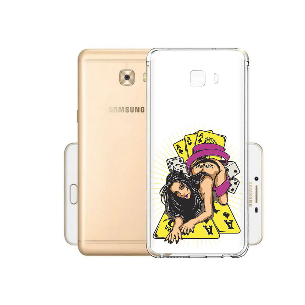 Чехол MyPads Tocco для Samsung Galaxy C9 Pro нарисованная девушка с игровыми картами