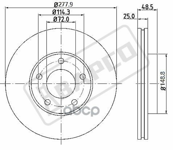 Диск Тормозной Передний Вентилируемый BAPCO арт. BD0054