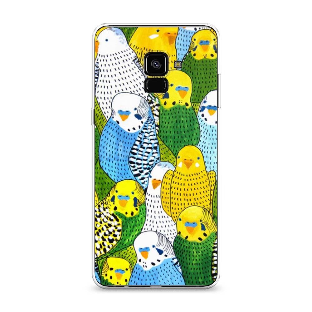 

Чехол Awog на Samsung Galaxy A8 + "Попугаи", Желтый;зеленый;голубой, 25550-1