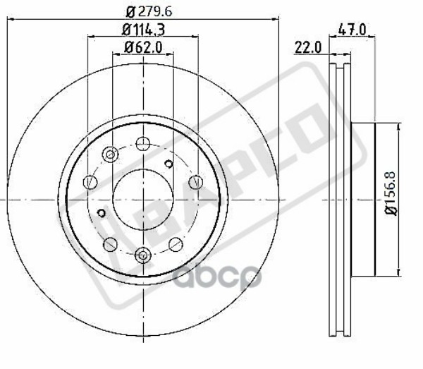 

Диск Тормозной Передний Вентилируемый BAPCO арт. BD0017