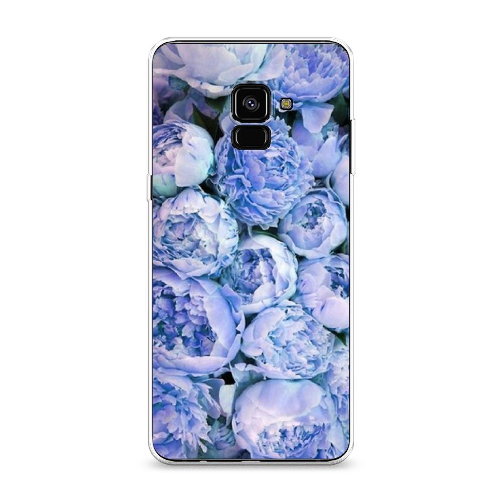 

Чехол Awog на Samsung Galaxy A8 + "Пионы голубые", Голубой, 25550-8
