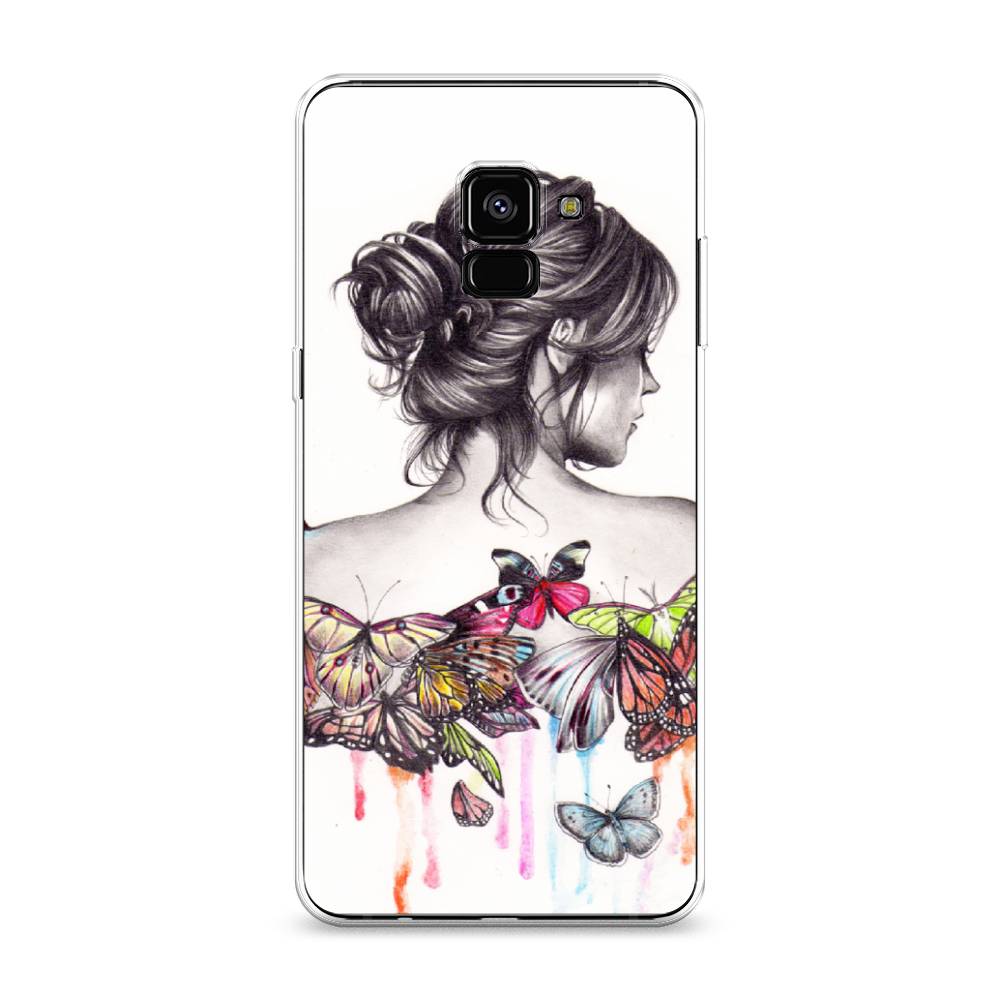 фото Чехол awog "девушка с бабочками" для samsung galaxy a8 +