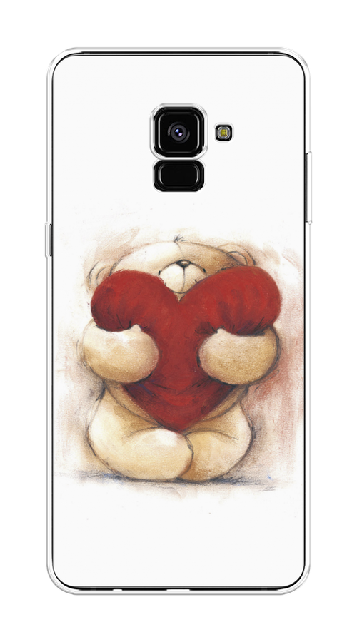 

Чехол Awog на Samsung Galaxy A8 + "Мишка с сердцем 1", Белый;красный;бежевый, 25550-6