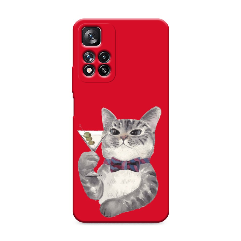 

Матовый силиконовый чехол "Кот джентльмен" на Xiaomi Redmi Note 11 Pro Plus, Кот джентльмен