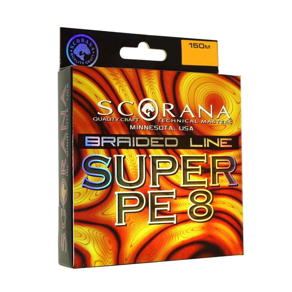 Scorana Леска плетеная (шнур) SCORANA SUPER PE 8 (SUP8-020-GN  (150 м 0,2мм) )