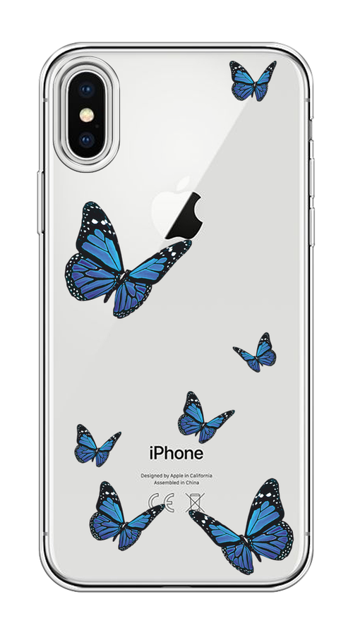 

Чехол на Apple iPhone X/XS "Blue butterflies", Синий;черный, 11050-1