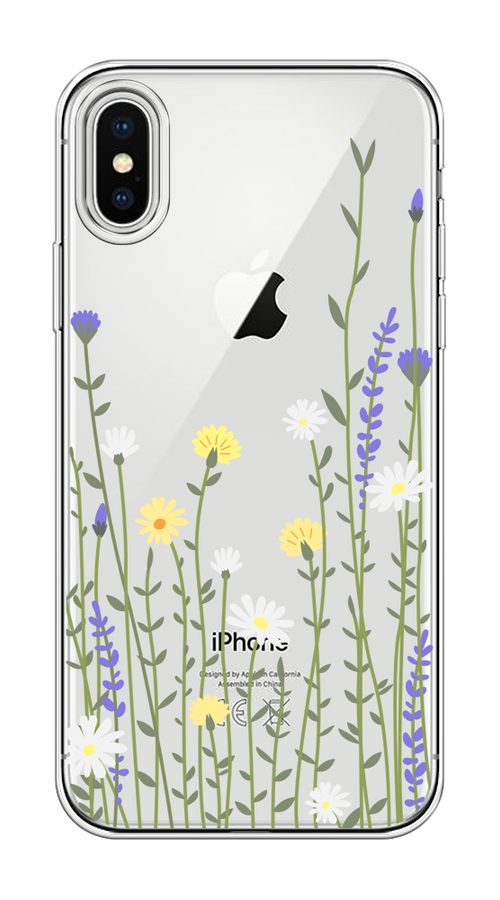 

Чехол на Apple iPhone X/XS "Ромашка и лаванда", Зеленый;желтый;прозрачный, 11050-1