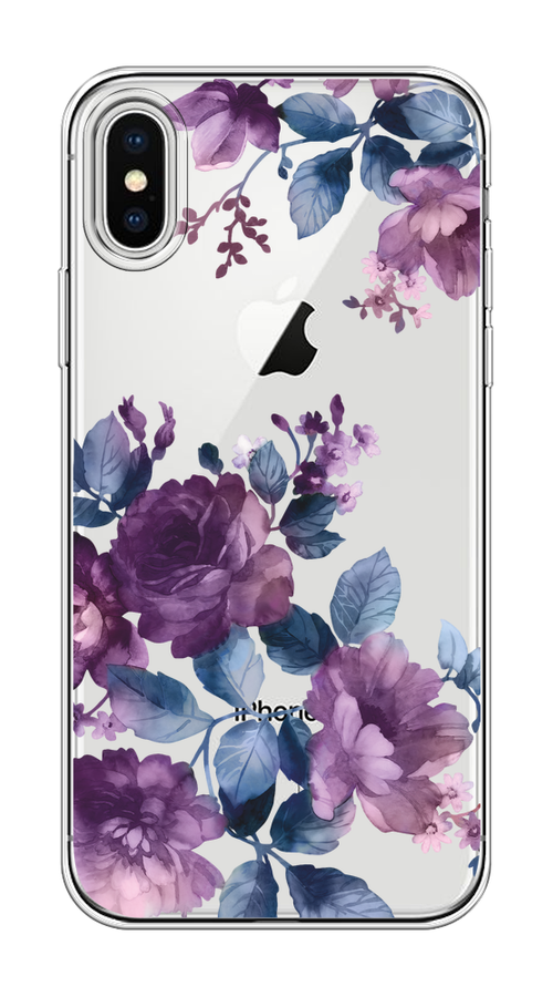 

Чехол на Apple iPhone X/XS "Purple Blossoms", Синий;фиолетовый, 11050-1