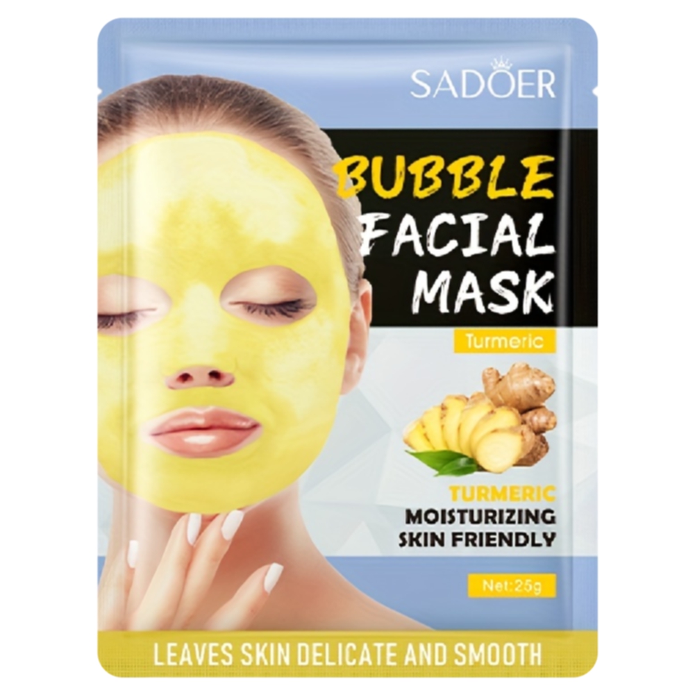 Тканевая маска для лица Sadoer Увлажняющая пузырьковая с куркумой и имбирем 25 г beauty style карбоксотерапия маска пузырьковая детокс и сияние 30 мл