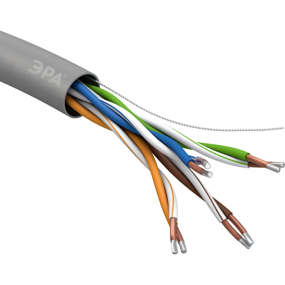 Кабель витая пара ЭРА U/UTP, 4x2x24AWG, Cat5e, CCA, PVC, 50м, SIMPLE, 12/3 Б0044438