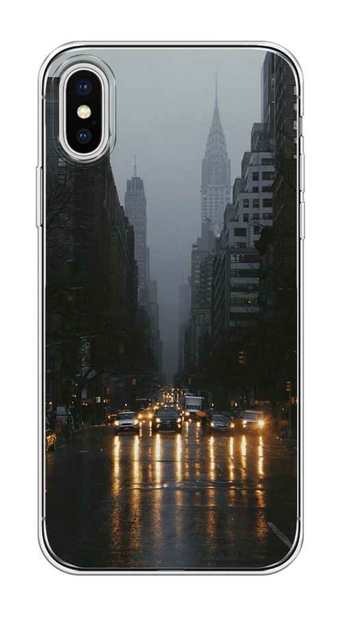 

Чехол на Apple iPhone X/XS "Дождливый Нью Йорк", Черный;серый, 11050-1
