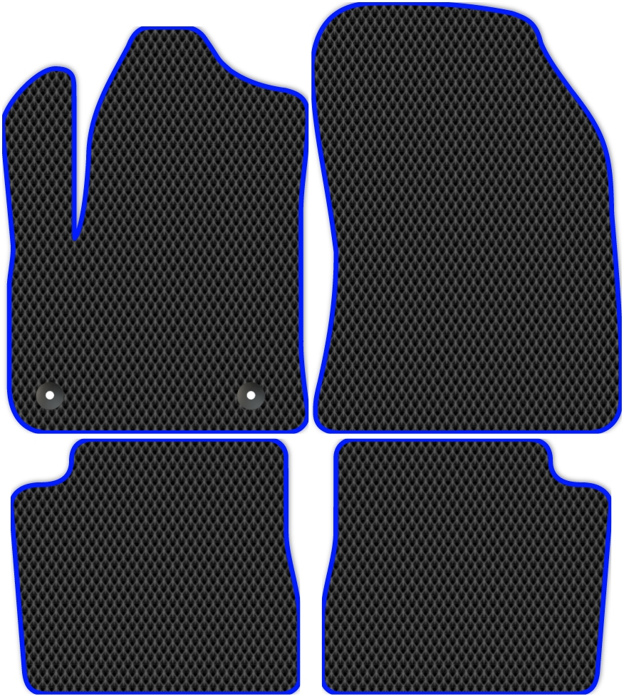 

Коврики ЭВА в салон для Peugeot e-2008 2 (SUV) 2020 - Н.В., 4 шт. черный, синий кант, 3926-S4YL-H