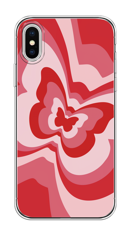 

Чехол на Apple iPhone X/XS "Бабочка в стиле хиппи", Красный;розовый, 11050-1
