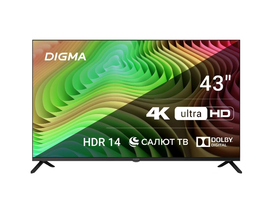 

Телевизор DIGMA DM-LED43UBB40, 43"(109 см), UHD 4K, Черный, DM-LED43UBB40