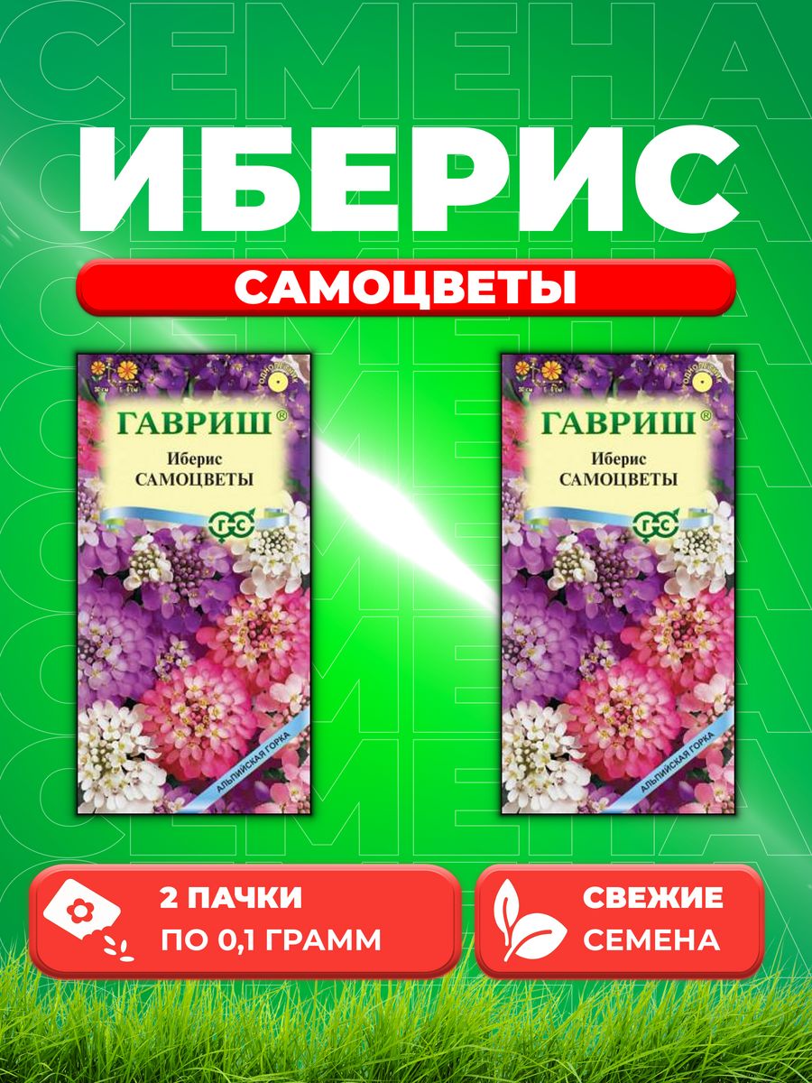 

Семена Иберис зонтичный Самоцветы, 0,1г, Альпийская горка(2уп)