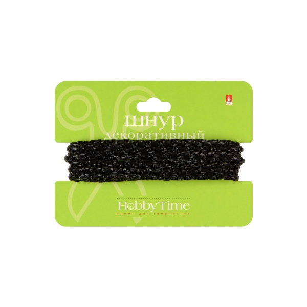 

Шнур декоративный из экокожи плетеный круглый, диаметр 5 мм, 1,5 м, черный, 2-154/67