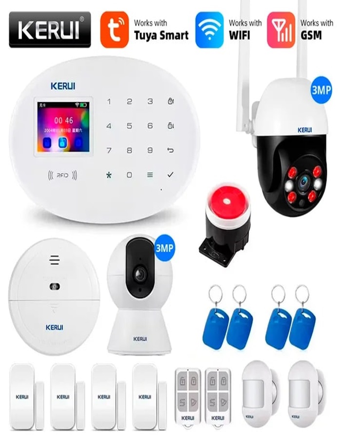 

Охранная сигнализация Kerui W202, Wi-Fi, GSM, Smart Life, Tuya, набор 6, Белый, Kerui W202