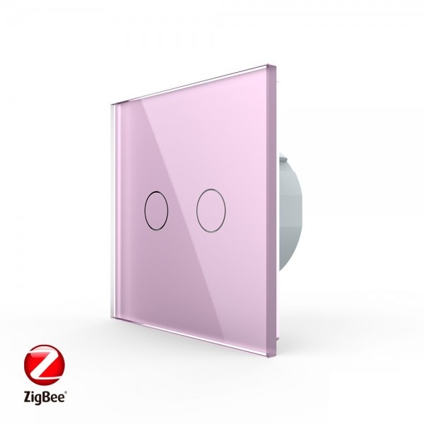

Сенсорный выкл. Livolo ZigBee (Wi-Fi) 2 клавиши 1 пост Розовый VL-C702Z-17 Ливолотач