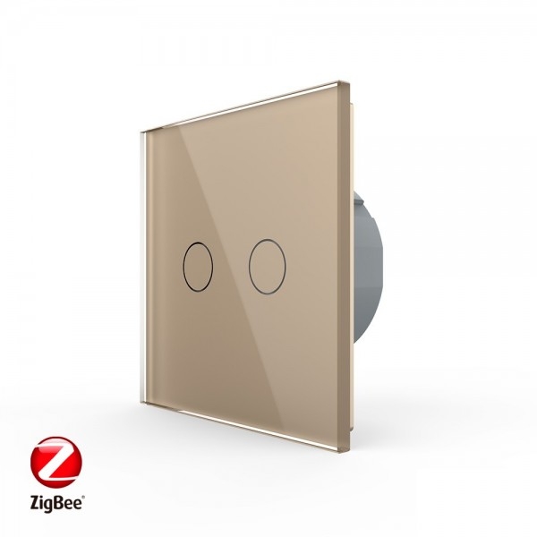 

Сенсорный выкл. Livolo ZigBee (Wi-Fi) 2 клавиши 1 пост Золотой VL-C702Z-13 Ливолотач
