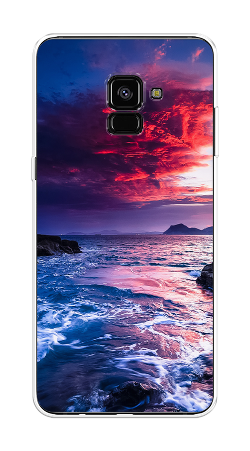 

Чехол Awog на Samsung Galaxy A8 + "Волны 1", Розовый;синий, 25550-4