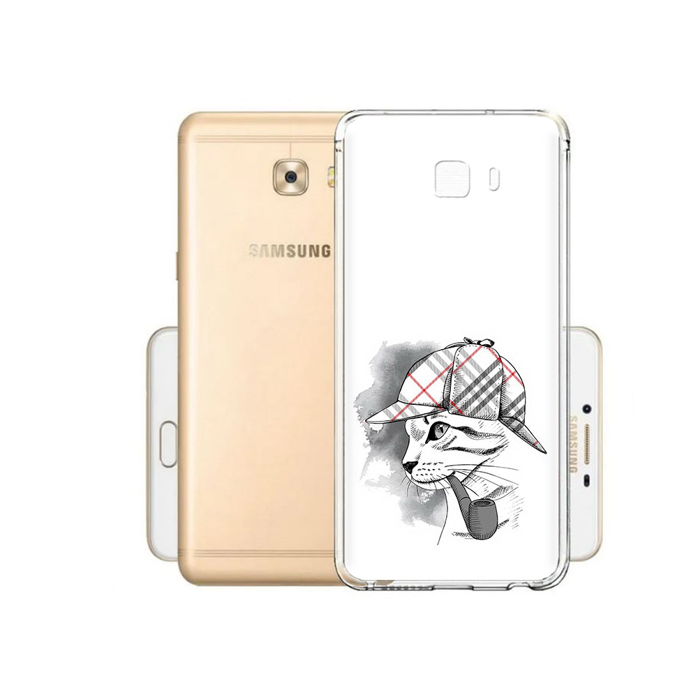 Чехол MyPads Tocco для Samsung Galaxy C9 Pro кошка с трубкой