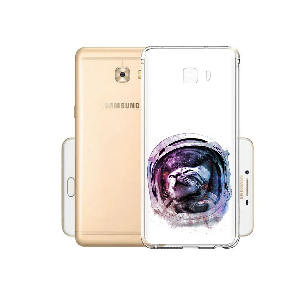 

Чехол MyPads Tocco для Samsung Galaxy C9 Pro кот в шлеме, Прозрачный, Tocco