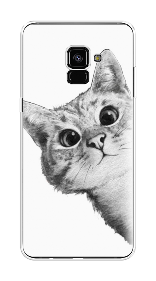 

Чехол Awog на Samsung Galaxy A8 + "Кот рисунок черно-белый", Черный, 25550-1