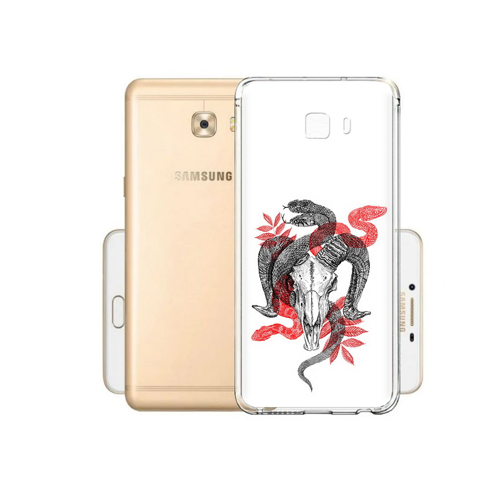 

Чехол MyPads Tocco для Samsung Galaxy C9 Pro змея в черепе рисунок, Прозрачный, Tocco