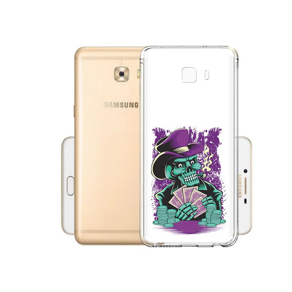 

Чехол MyPads Tocco для Samsung Galaxy C9 Pro зеленый череп с картами, Прозрачный, Tocco