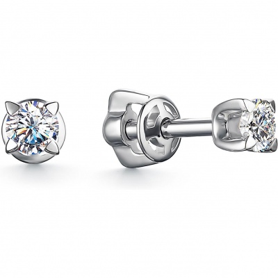 

Серьги с 2 бриллиантами из белого золота Алкор 24527-200, 24527-200