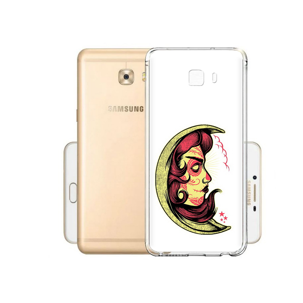 

Чехол MyPads Tocco для Samsung Galaxy C9 Pro желтый полумесяц с лицом девушки, Прозрачный, Tocco