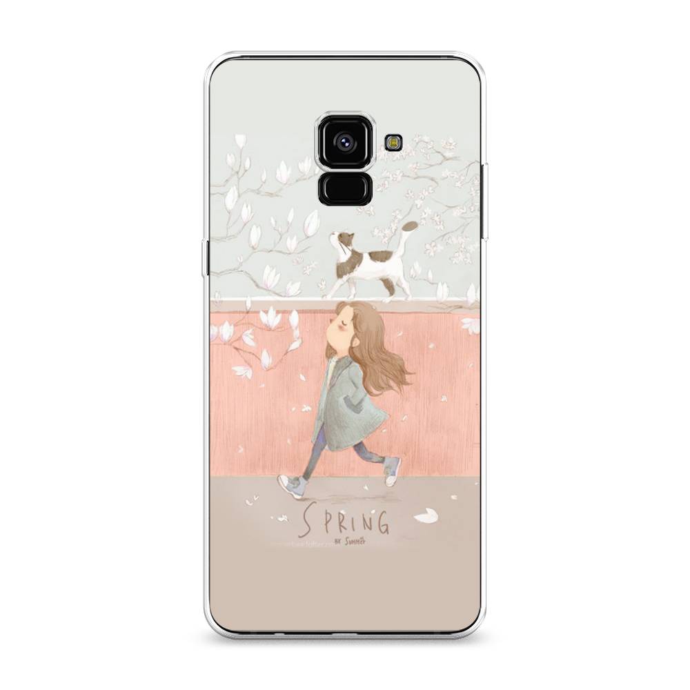 

Чехол Awog на Samsung Galaxy A8 + "Девочка-весна", Серый, 25550-7